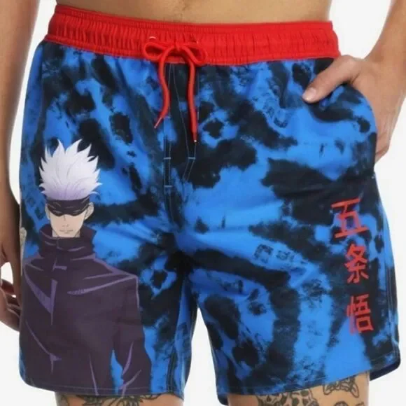 Jujutsu Kaisen Satoru Gojo Blue Wash Swim Trunks - Picture 1 of 3